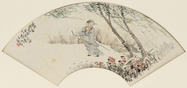 藏品:淵明採菊圖扇面的(1)張圖片