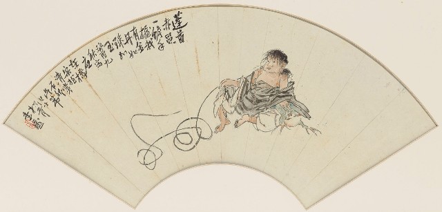 藏品:劉海戲金蟾扇面的(1)張圖片