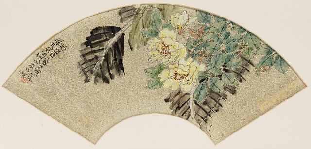 藏品:擬陳洪綬畫芍藥巴蕉扇面的(1)張圖片