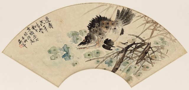 藏品:邊壽民筆意鱖魚扇面的(1)張圖片
