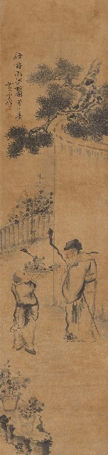 藏品:四季花卉人物四屏的(4)張圖片