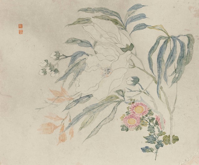 藏品:花卉冊八開的(7)張圖片