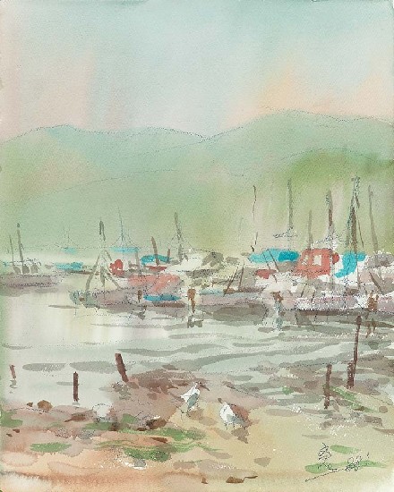 湖畔晨光的焦點圖