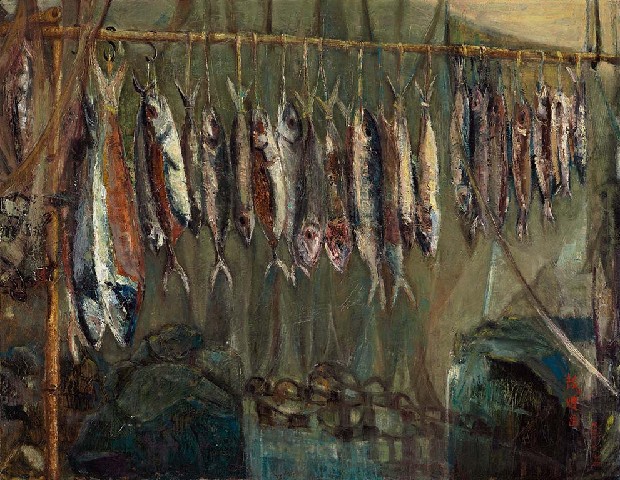 藏品:漁村一景-懸魚的(1)張圖片