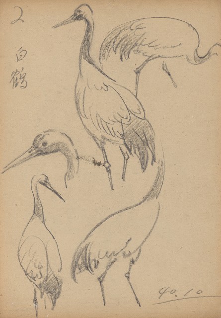 藏品:(1)鶴；(2)白鶴的(2)張圖片