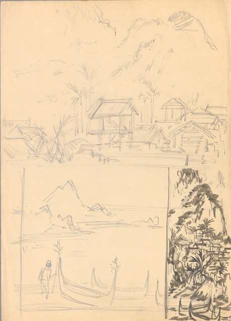 藏品:(1)蘭嶼村莊；(2)岸邊(綠島)的(2)張圖片