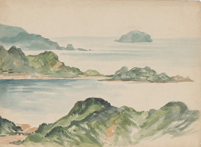 藏品:(1)岸邊（碧潭）；(2)望基隆嶼海岸的(2)張圖片
