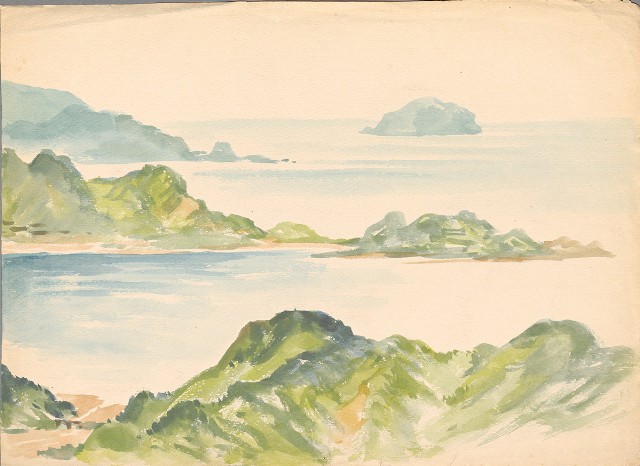 藏品:(1)岸邊（碧潭）；(2)望基隆嶼海岸的(3)張圖片