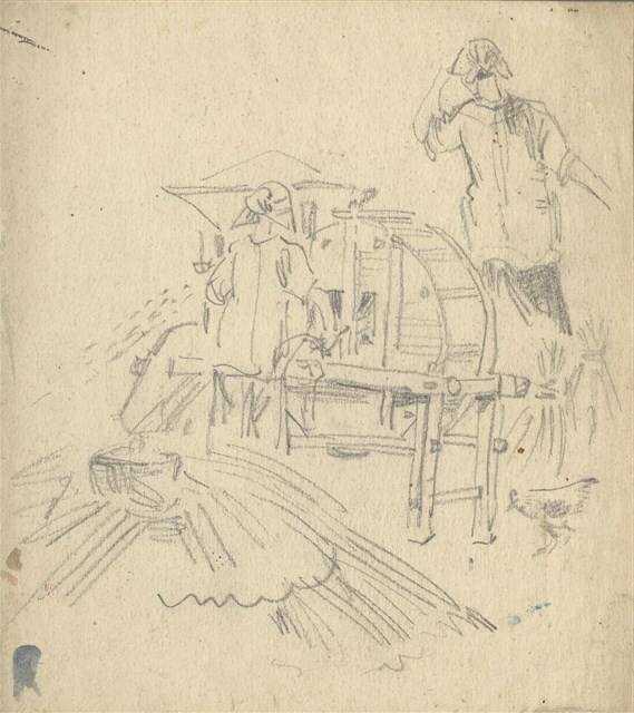 藏品:(1)稻穗機及二女；(2)姊弟的(1)張圖片