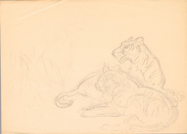 藏品:(1)虎（草稿 ）；(2)兔群的(2)張圖片