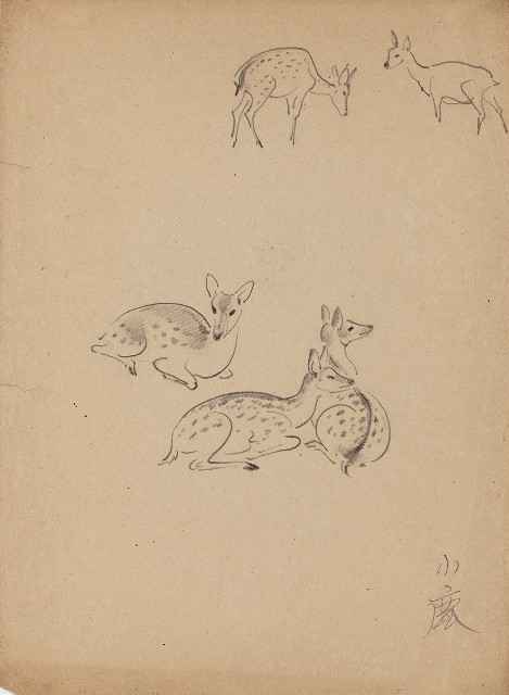 藏品:(1)小鹿；(2)日本短雞的(1)張圖片