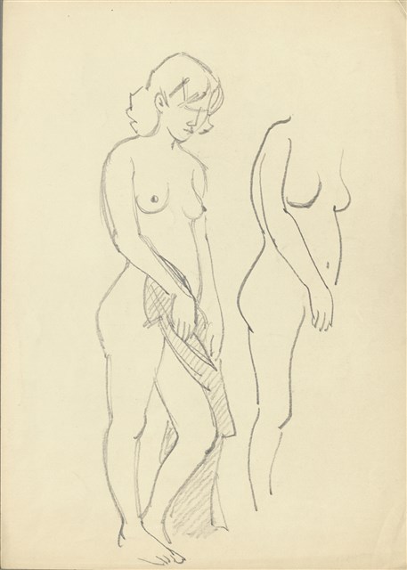 藏品:(1)站立模特兒；(2)站立模特兒的(1)張圖片