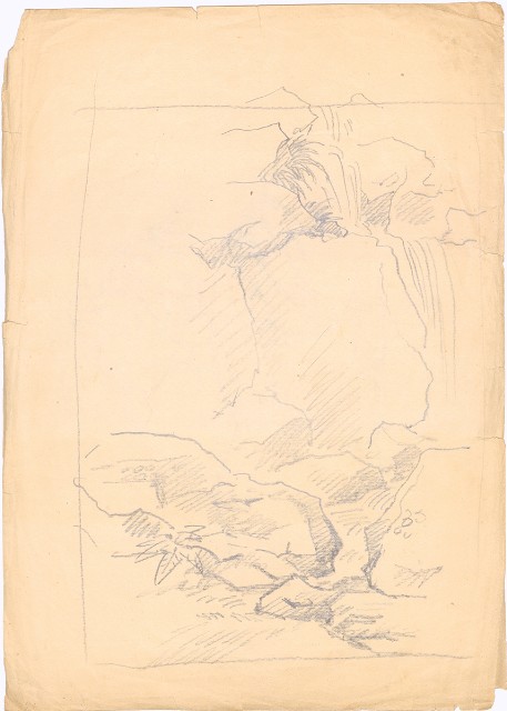 藏品:(1)畫虎尾部；(2)溪流的(3)張圖片