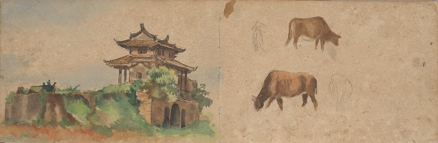 藏品:日本東京、臺南及嘉義景觀、人物、動物等寫生集的(3)張圖片