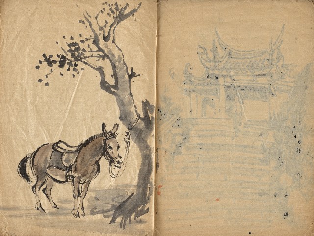 藏品:臺北文山指南宮、道南橋等寫生集的(3)張圖片