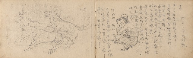 藏品:日治時期景觀及動物等寫生集的(3)張圖片