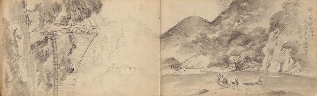 藏品:日治時期景觀及動物等寫生集的(12)張圖片