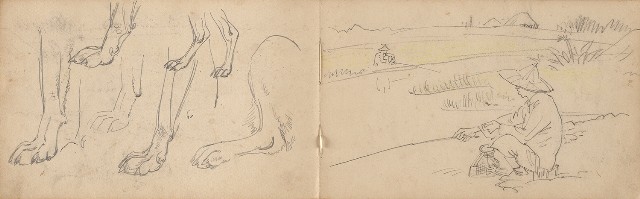 藏品:日治時期景觀及動物等寫生集的(17)張圖片