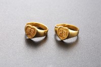 女孩福字金桃仔戒一對藏品圖，第2張