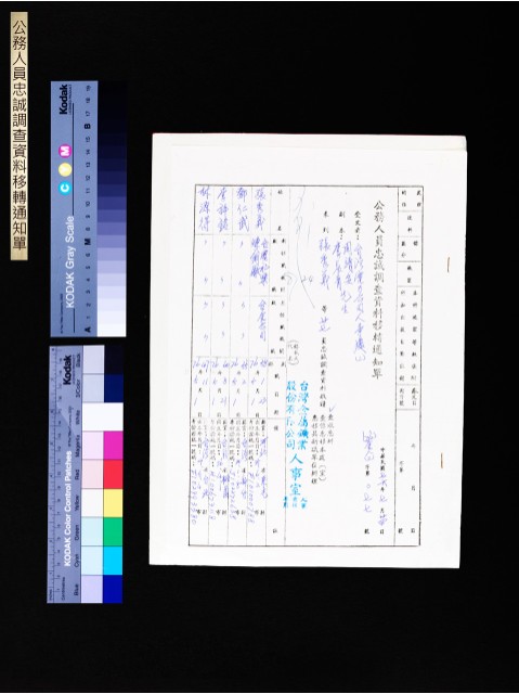 公務人員忠誠調查資料移轉通知單(第077號)的圖片