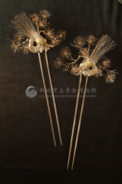 松柏壽龜髮釵一對藏品圖，第1張