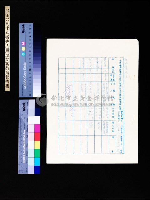 出國觀光人員反統戰教育報告表(第025號)藏品圖，第1張