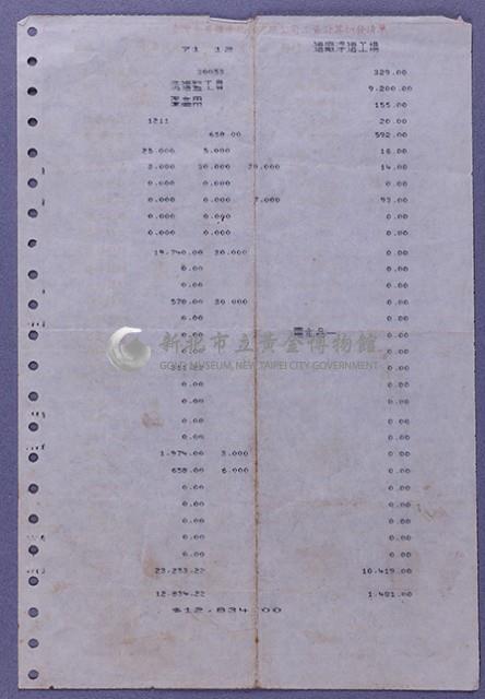 台金公司工資計算扣發清單藏品圖，第1張