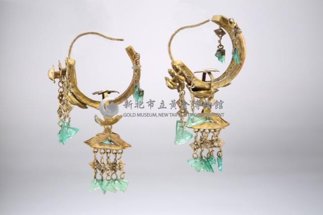 鏤空鑲翠耳環一對藏品圖，第3張