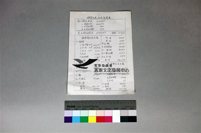 61祖堂改建收支結算表藏品圖，第1張