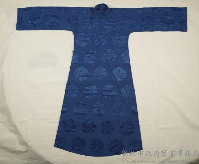 藍綢緞長袍藏品圖，第1張