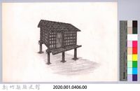 六柱穀倉-38六柱穀倉前開式的搭建16：門片安裝完成圖藏品圖，第2張