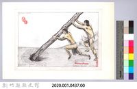 泰雅族的建築史：房屋篇-10立柱前的準備：抬起柱子藏品圖，第2張