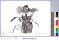 黑帶巴彥畫冊-23穀類收割2：綑綁小米藏品圖，第2張