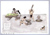 黑帶巴彥畫冊-38糯米餅製作3：搗糯米餅藏品圖，第1張