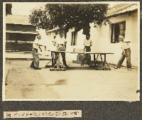 海南島養成所講習生宮永等四人乒乓球娛樂照片藏品圖，第1張