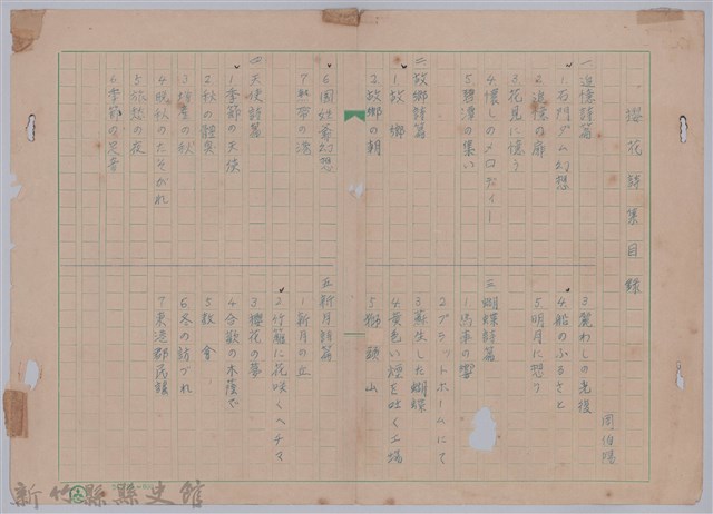《櫻花詩集》目錄的圖片