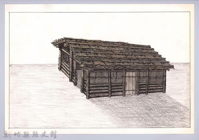 泰雅族的建築史：房屋篇-23樹皮屋的搭建4：鋪上半部牆面的圖片