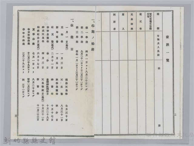 劉榮宗公學校家庭通信簿內頁-2藏品圖，第1張