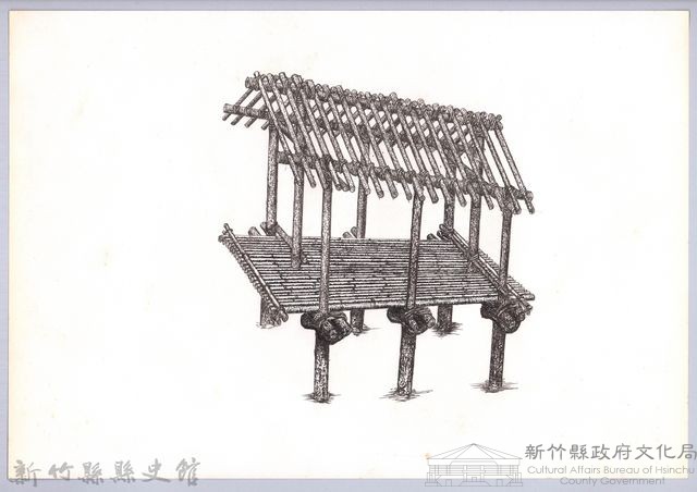 六柱穀倉-7六柱穀倉側開式的搭建7：放斜木藏品圖，第1張