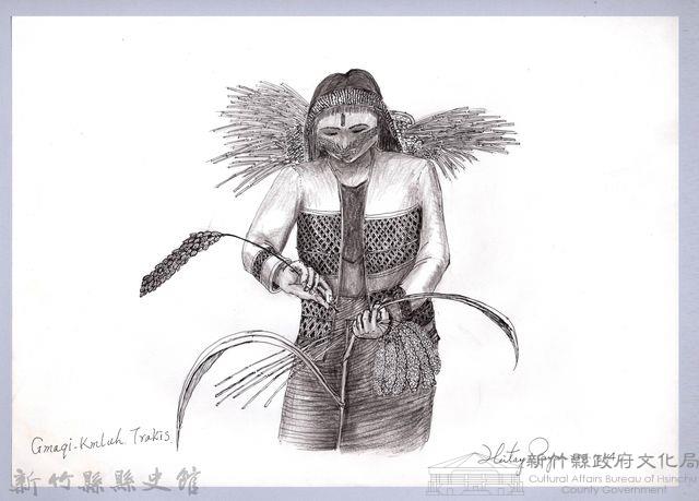 黑帶巴彥畫冊-23穀類收割2：綑綁小米藏品圖，第1張