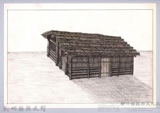 泰雅族的建築史：房屋篇-23樹皮屋的搭建4：鋪上半部牆面藏品圖，第1張