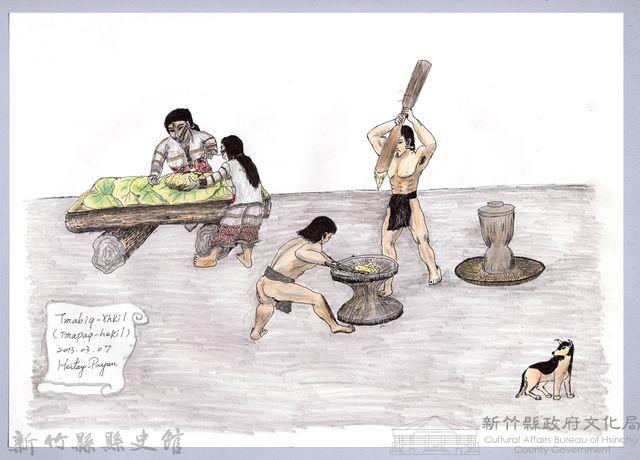 黑帶巴彥畫冊-38糯米餅製作3：搗糯米餅藏品圖，第1張