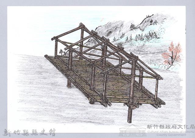 七柱穀倉-11七柱穀倉尖頂式的搭建8：放斜木藏品圖，第1張