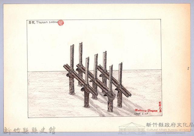 泰雅族的建築史：穀倉篇-29七柱穀倉平頂式的搭建2：立床桿藏品圖，第1張