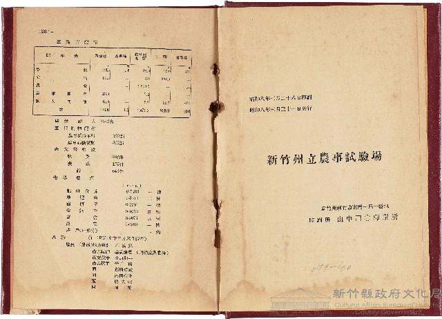 新竹州立農事試驗場之報告藏品圖，第1張
