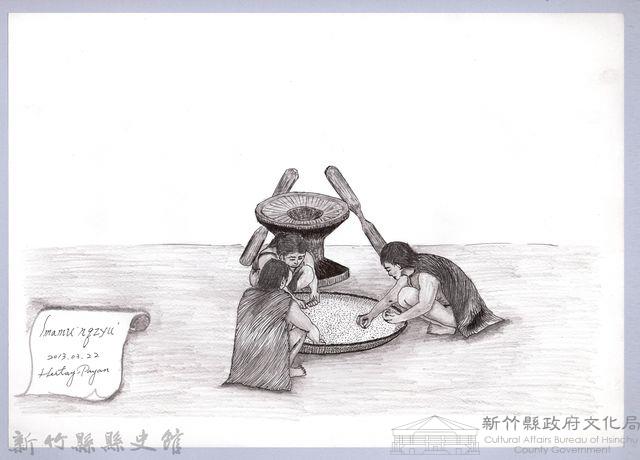 黑帶巴彥畫冊-35穀類入倉6：撿拾米粒藏品圖，第1張