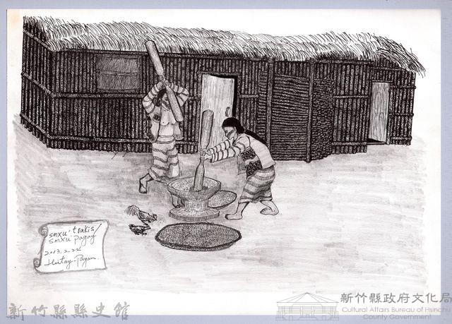 黑帶巴彥畫冊-31穀類入倉3：舂穀藏品圖，第1張