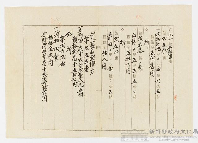 大正年間土地賣渡證明藏品圖，第1張