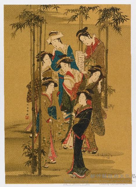 勝春章繪《竹林七妍圖》藏品圖，第1張