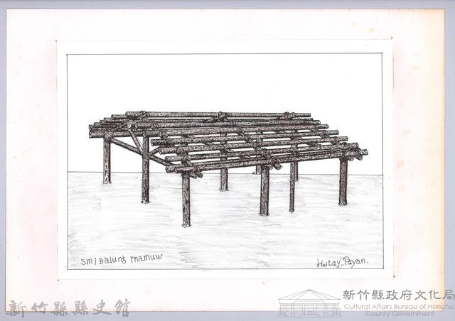 泰雅族的建築史：房屋篇-35竹屋的搭建2-2：放橫木藏品圖，第1張